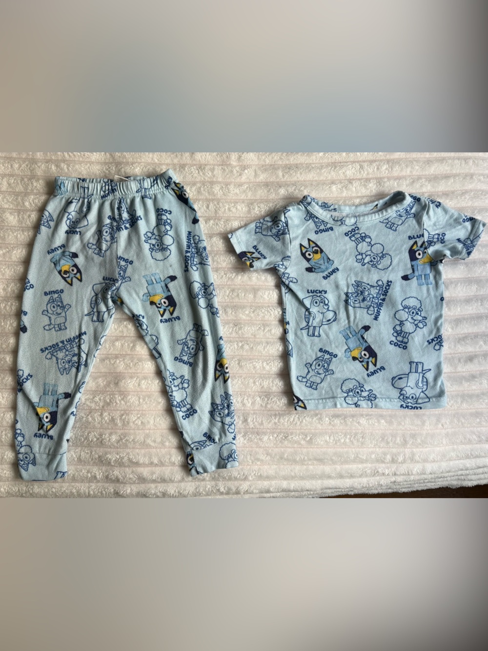 Lucy Light Blue Toddler Pajama Top with Navy Print